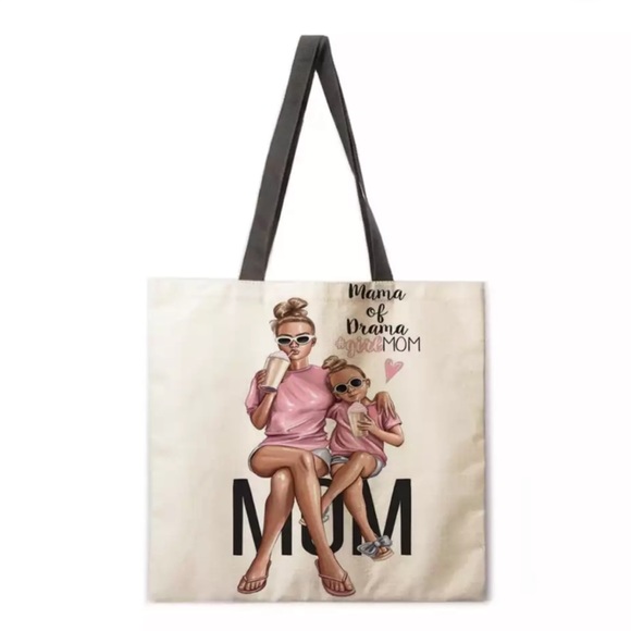 Eco-Friendly Mama of Drama Girl Mom Folding Tote Bag - Picture 1 of 14
